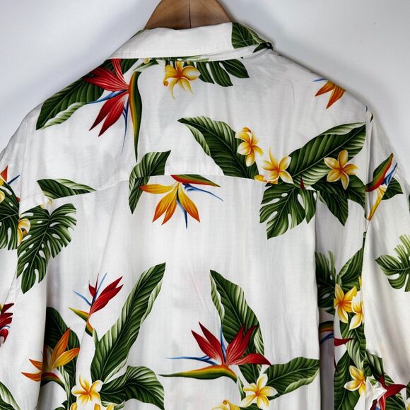 Vintage Kalaheo Hawaiian Shirt XL White Birds of Paradise Aloha Made in USA - Picture 6 of 9